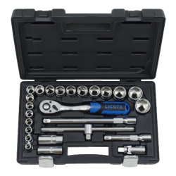 LICOTA ALK8001F 25 PCS 1/2" DR. 6PT FLANK SOCKET SET
