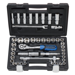 LICOTA ALK8002F 47 PCS 1/2" DR. 6PT FLANK SOCKET SET (METRIC + S.A.E.)